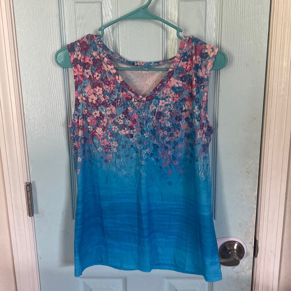 Blue, Floral tank top
